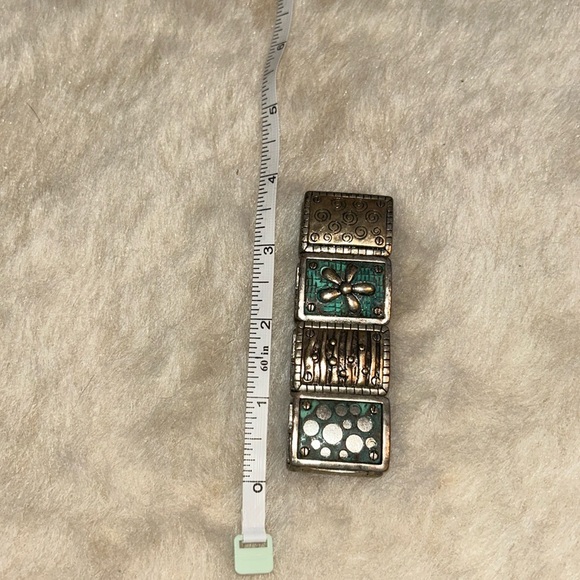 Metal stretchy bracelet. Silver tone, antique brass tones. Variety of designs - Picture 3 of 3